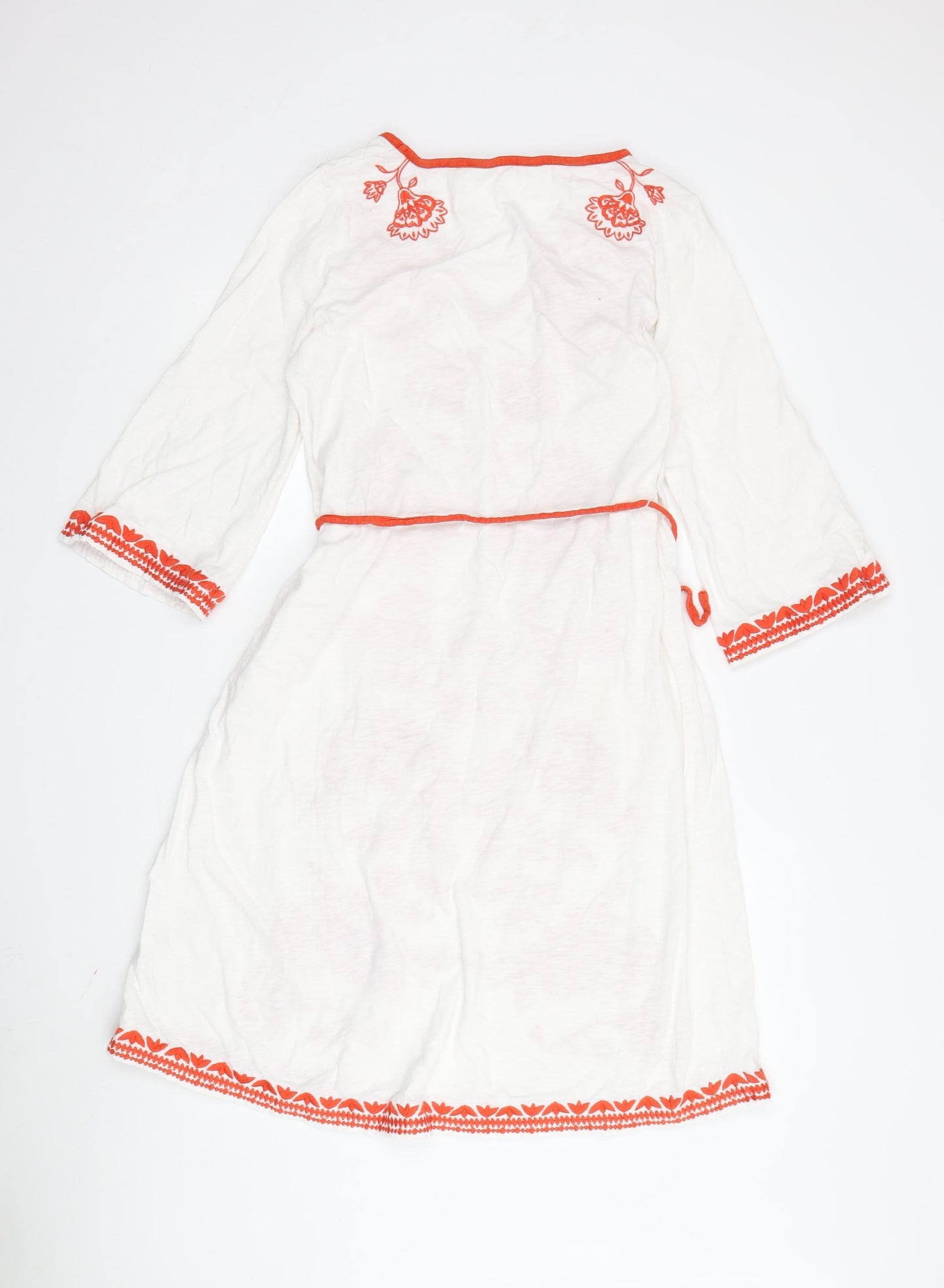 Boden Women's White Floral Embroidered Shift Dress Size 12