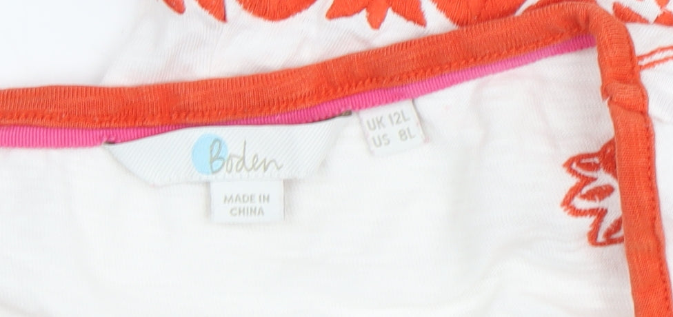 Boden Women's White Floral Embroidered Shift Dress Size 12