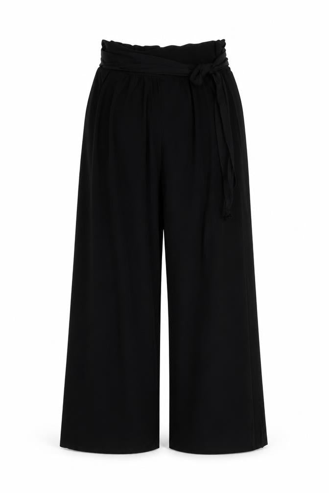 Front view of Quiz Women's Black Wide-Leg Trousers M - New