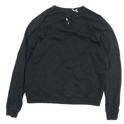 AllSaints Men's Black M Pullover Sweatshirt, Logo Accents