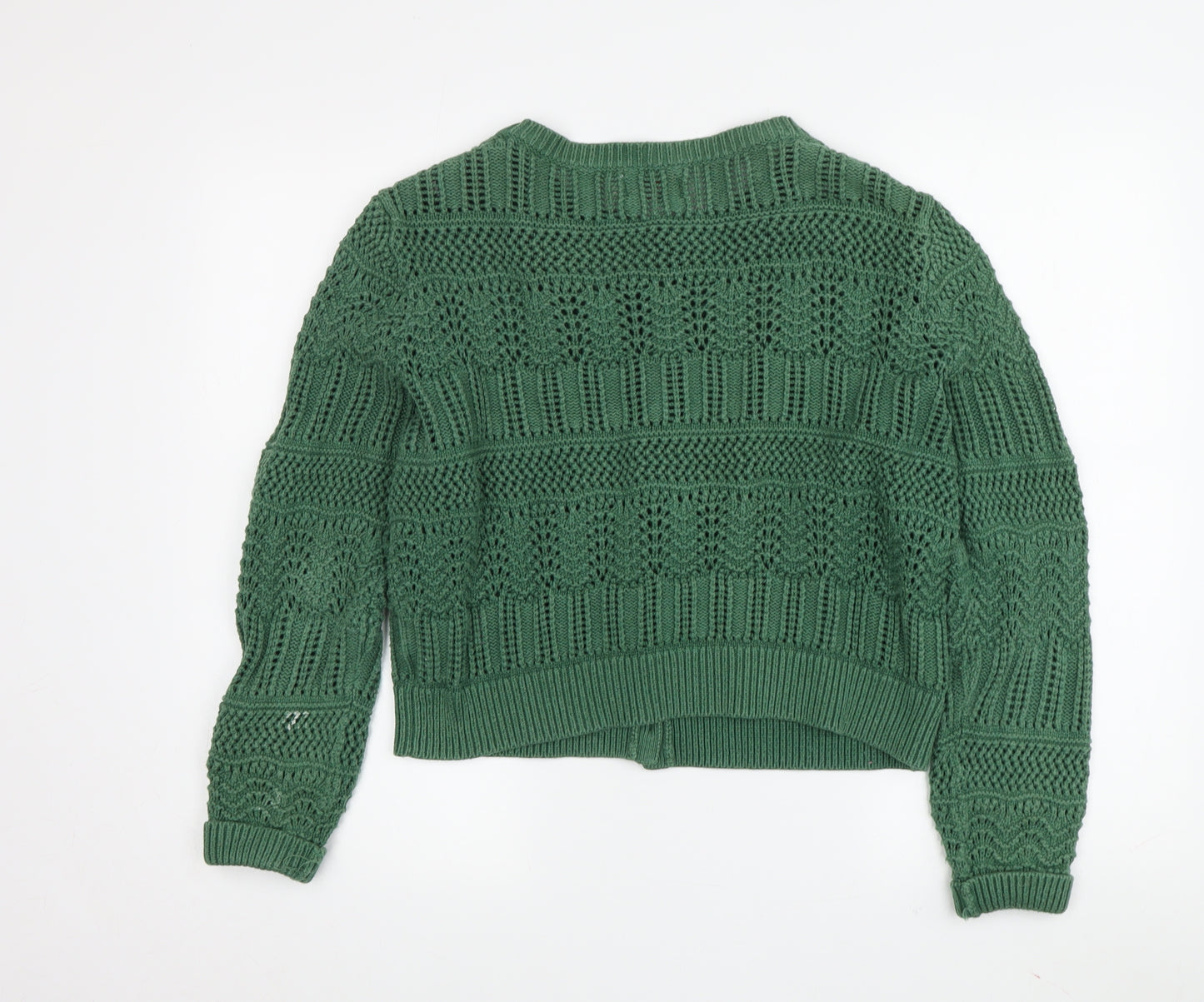 Cath Kidston Women's Green Open-Knit Cardigan L