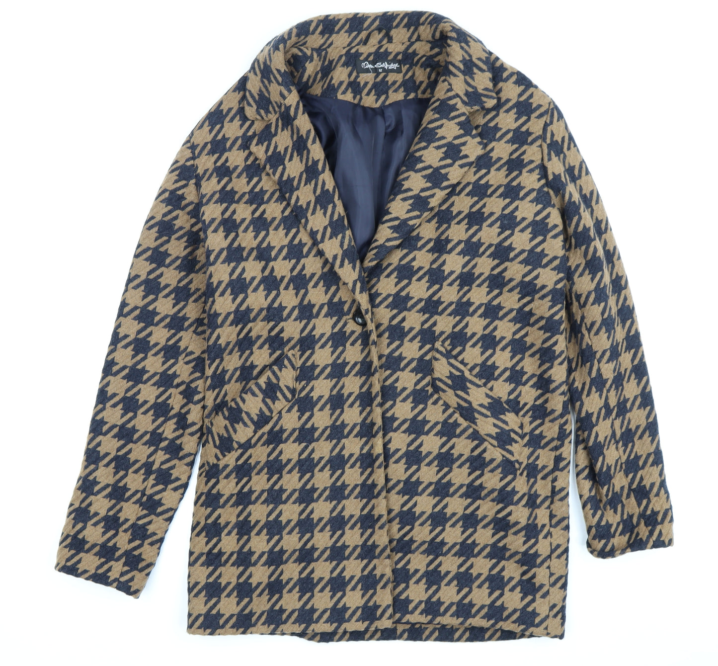 Miss Selfridge Women's Multicoloured Check Coat Size 12
