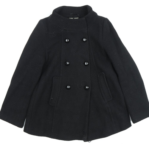 Wallis Women's Black Wool Pea Coat, Size 10, Classic Style