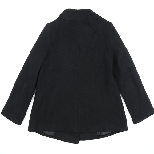 Wallis Women's Black Wool Pea Coat, Size 10, Classic Style