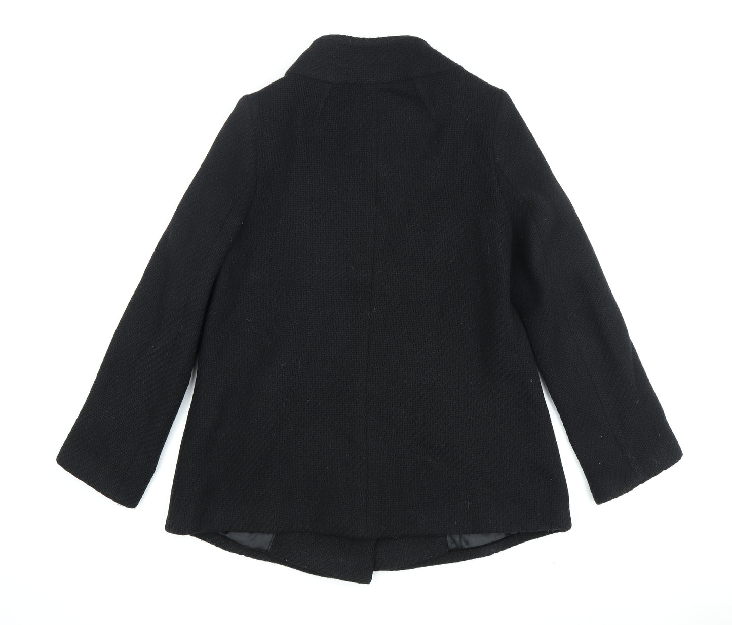 Wallis Women's Black Wool Pea Coat, Size 10, Classic Style