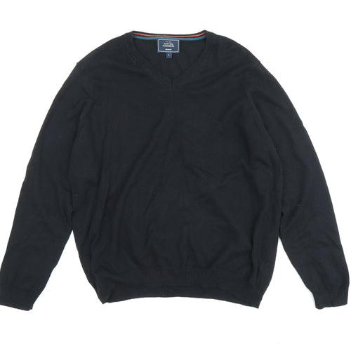 John Lewis Men's Black V-Neck Pullover Jumper L