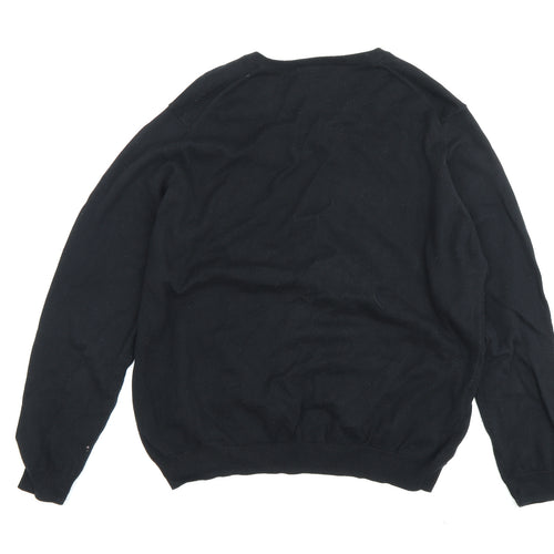John Lewis Men's Black V-Neck Pullover Jumper L