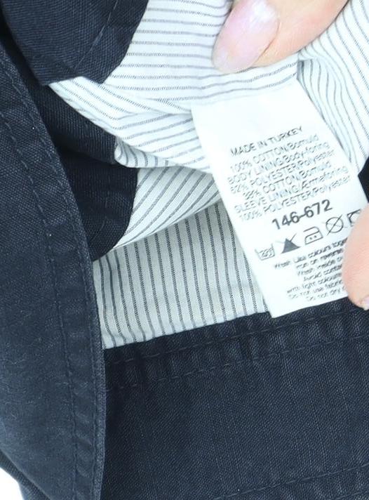 Next Men's Blue Basic Jacket, Cotton, Size L, Stand-Up Collar