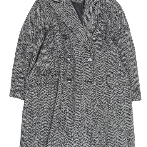 Marks and Spencer Women's Grey Wool Overcoat, Size 24