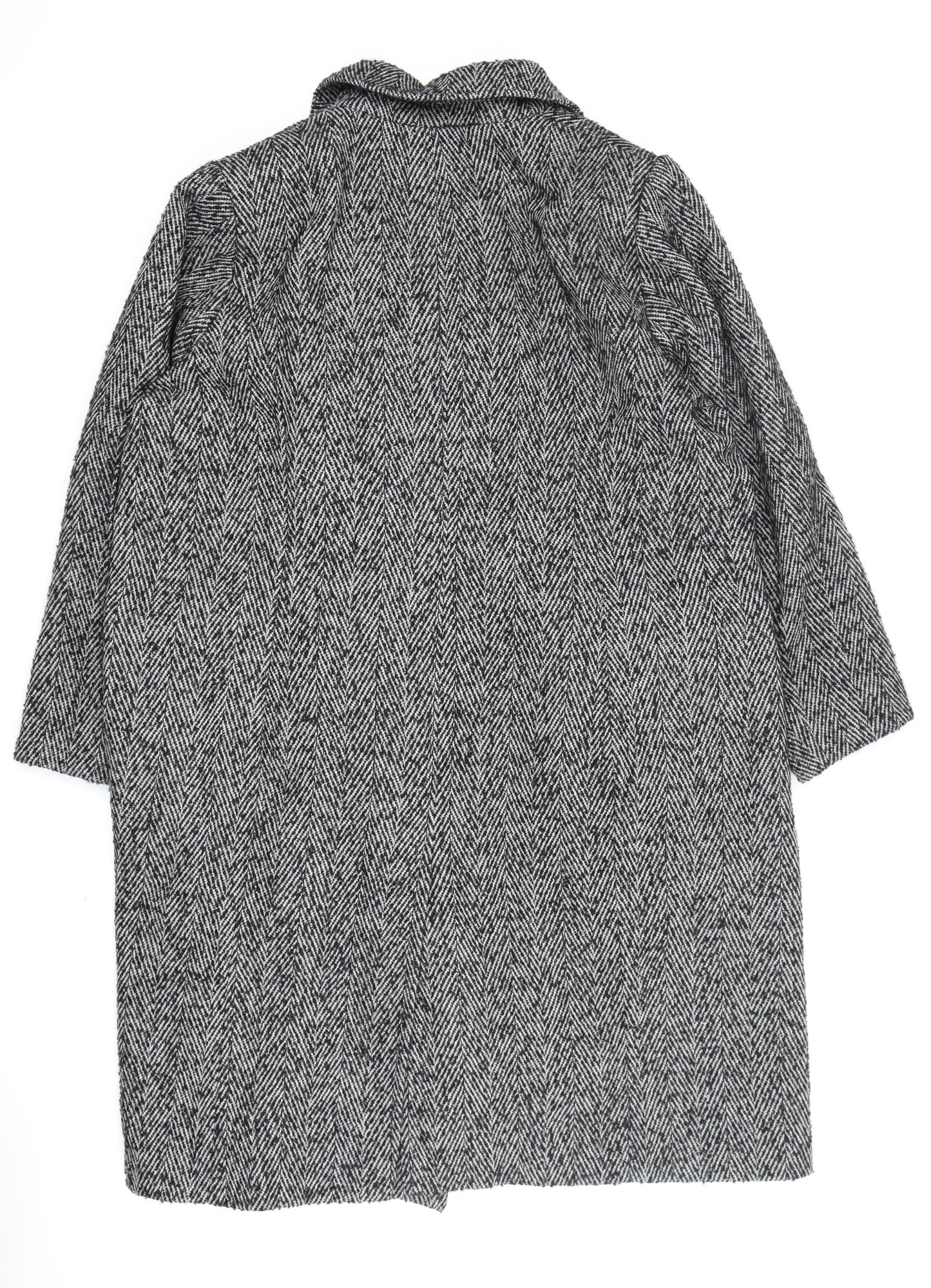 Marks and Spencer Women's Grey Wool Overcoat, Size 24