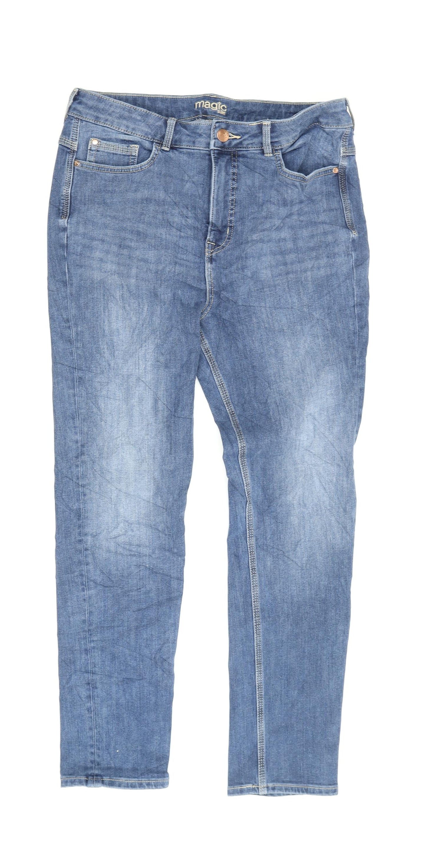 Marks and Spencer Women's Blue Straight Jeans, Size 14