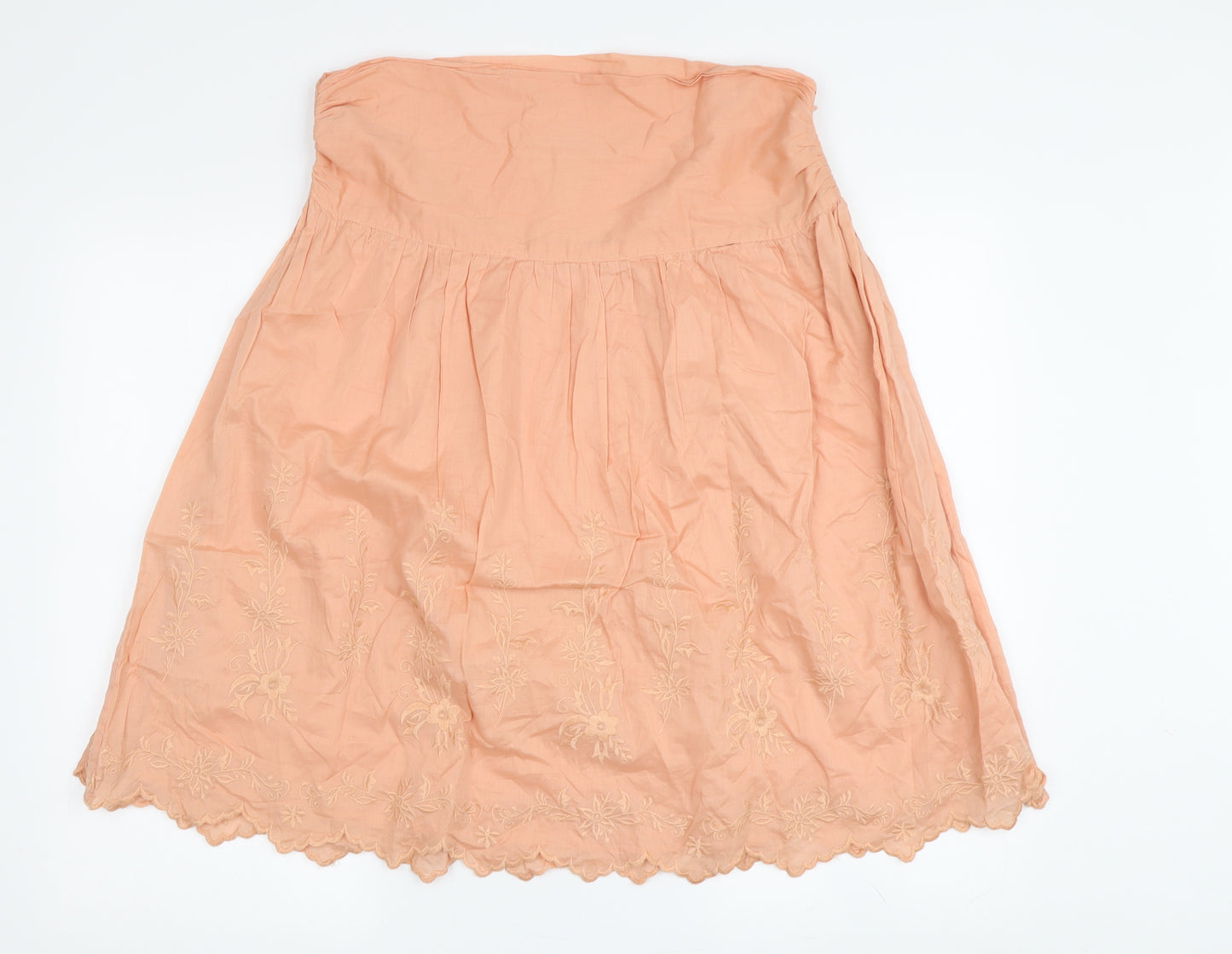MNG Women's Orange Embroidered Peasant Skirt Size 12