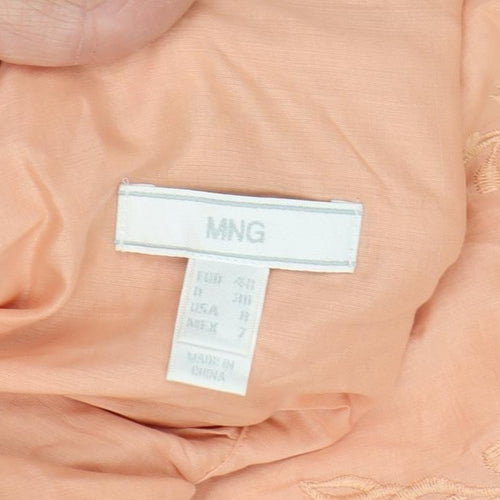 MNG Women's Orange Embroidered Peasant Skirt Size 12