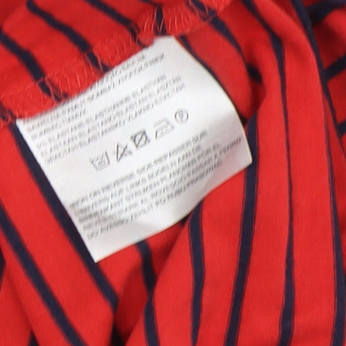Yessica Women's Red Striped Basic T-Shirt M Casual