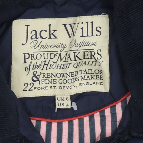 Jack Wills Women's Quilted Jacket Blue Size 8