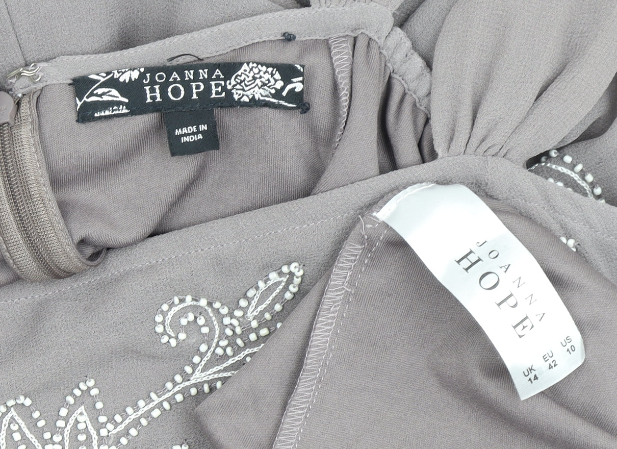 Joanna Hope Grey A-Line Midi Dress, Size 14