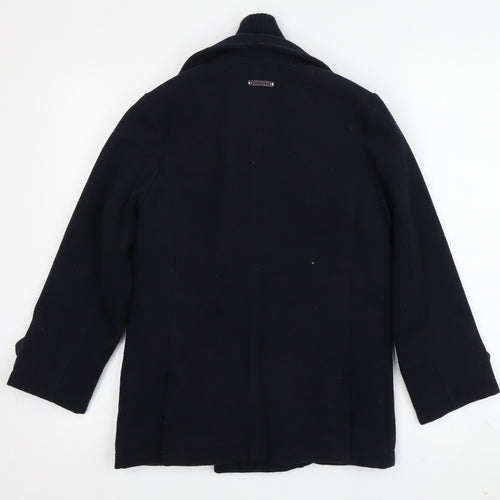 Zara Boys Black Pea Coat 7-8 Years Double-Breasted Winter