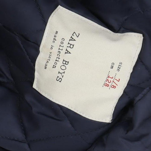 Zara Boys Black Pea Coat 7-8 Years Double-Breasted Winter