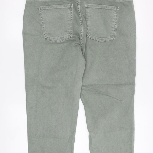 Women's Green Cropped Slim Jeans, Size 14 Short