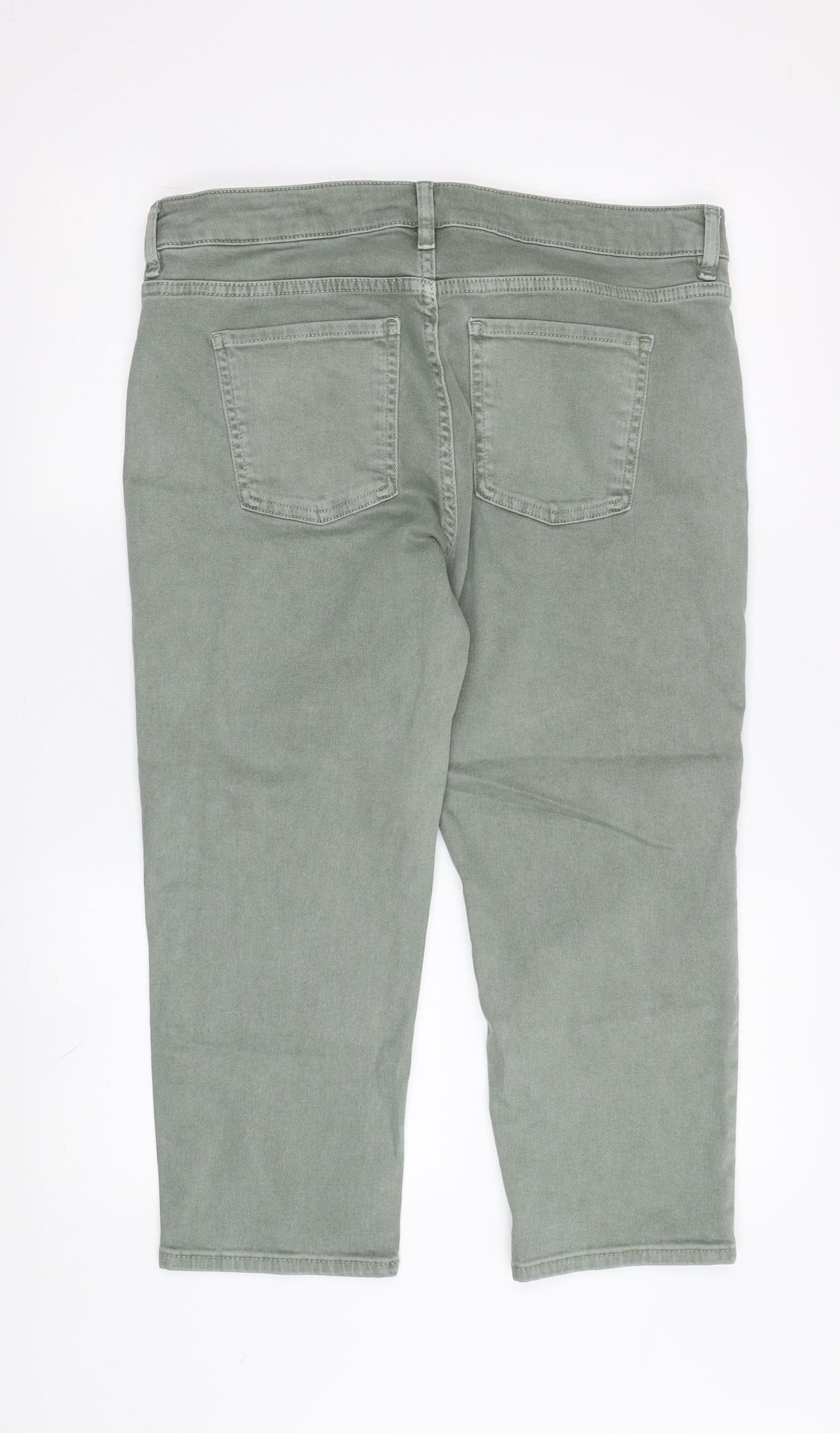 Women's Green Cropped Slim Jeans, Size 14 Short