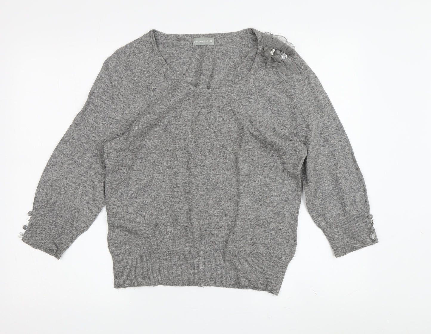 Per Una Women’s Grey Knit Pullover Jumper Size 14