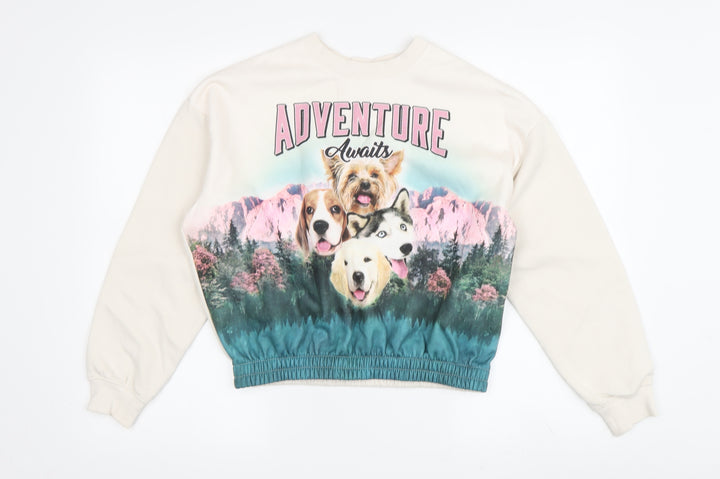 H&M Girls Beige Adventure Graphic Sweatshirt 10-12 Years