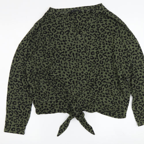 Stylish Green Animal Print Women's T-Shirt UK 14