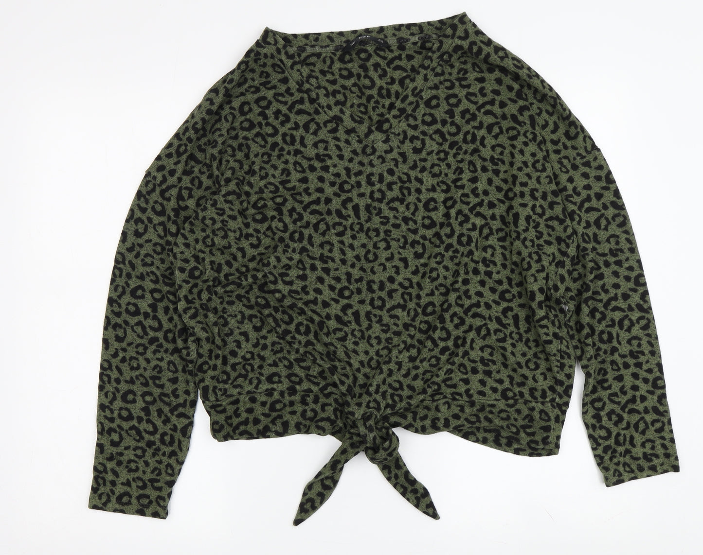Stylish Green Animal Print Women's T-Shirt UK 14