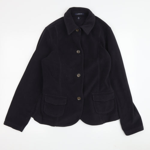 Lands' End Women's Black Fleece Jacket M, Collared Casual