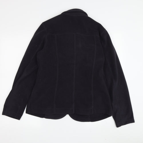 Lands' End Women's Black Fleece Jacket M, Collared Casual