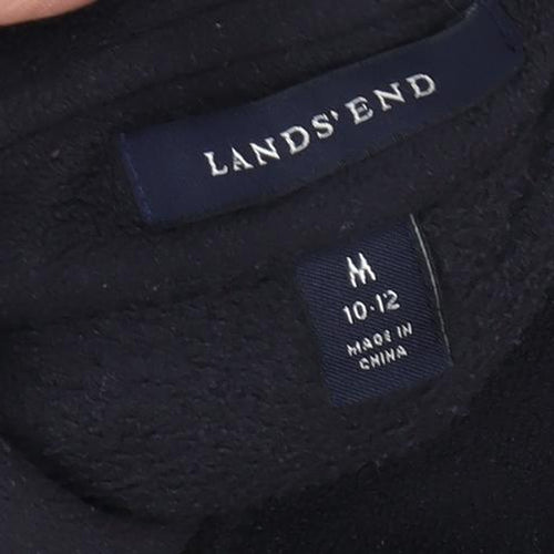 Lands' End Women's Black Fleece Jacket M, Collared Casual