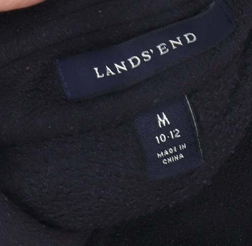 Lands' End Women's Black Fleece Jacket M, Collared Casual