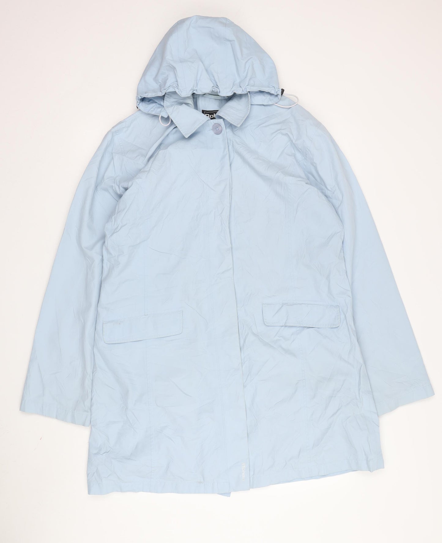 Rohan Women's Blue Long Rain Coat L Hooded Waterproof