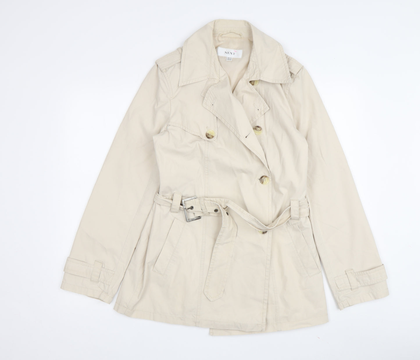 Next Women's Beige Trench Coat Size 10 Belted Casual