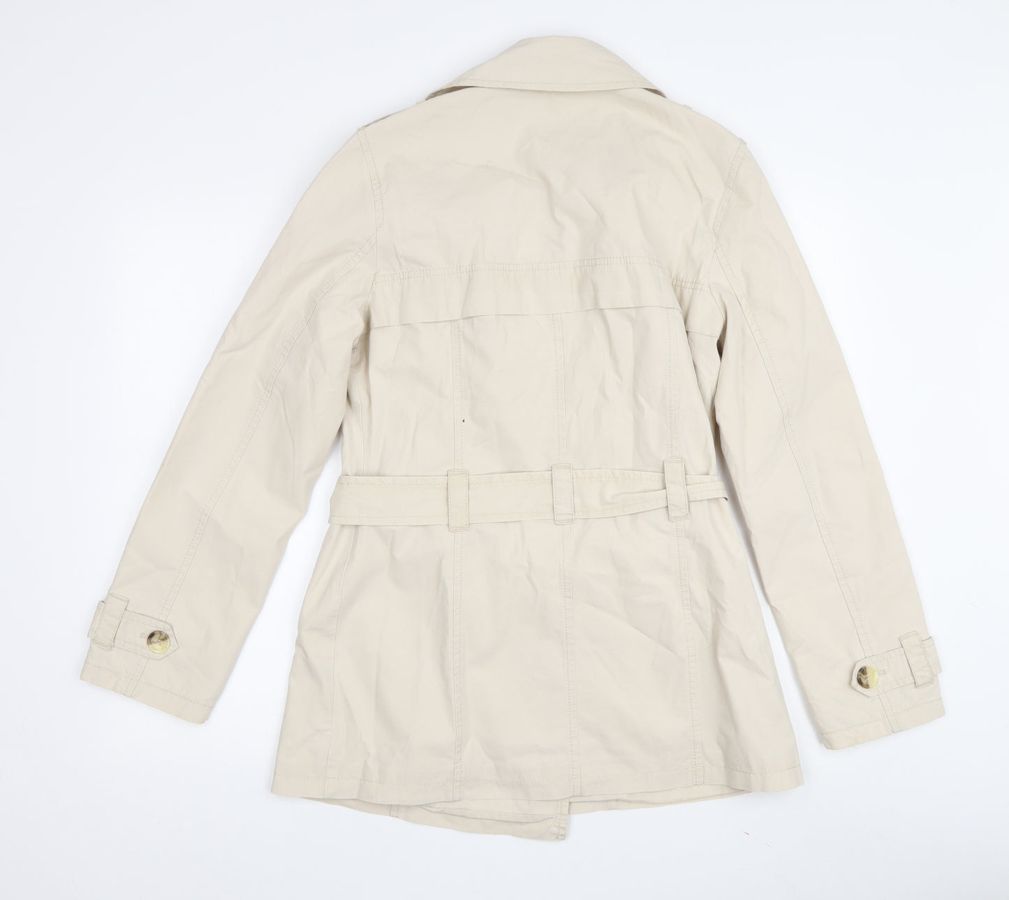 Next Women's Beige Trench Coat Size 10 Belted Casual