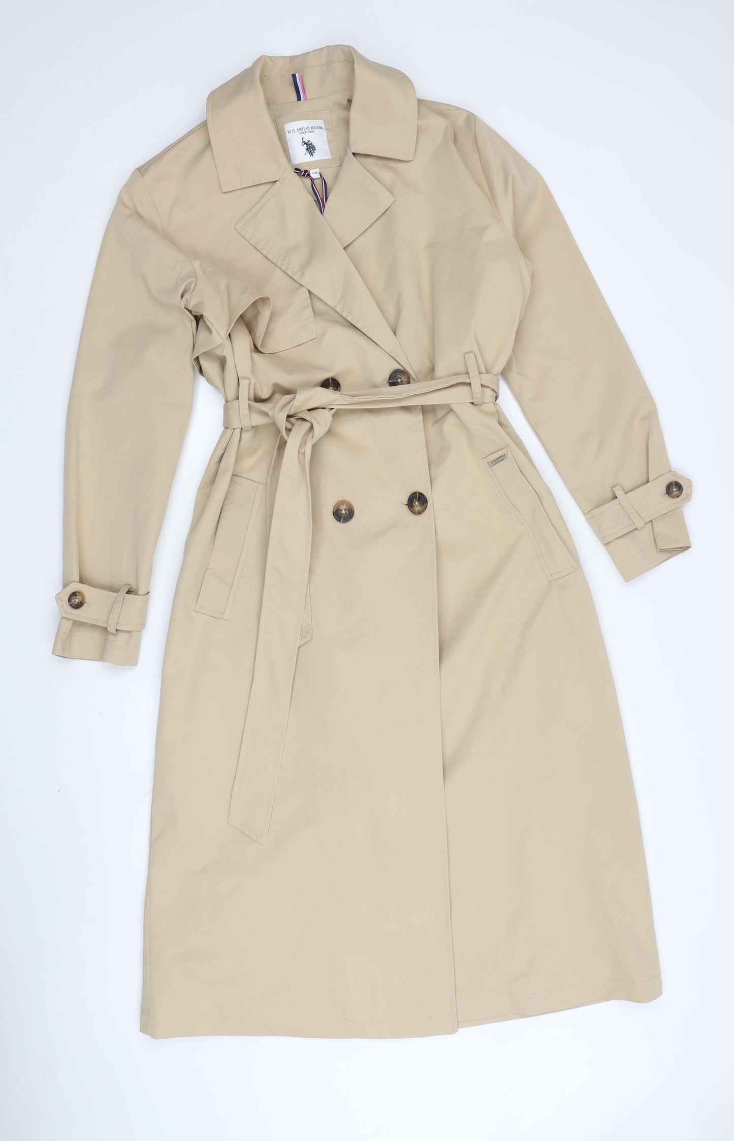 US Polo Assn. Women's Beige Trench Coat Size 10