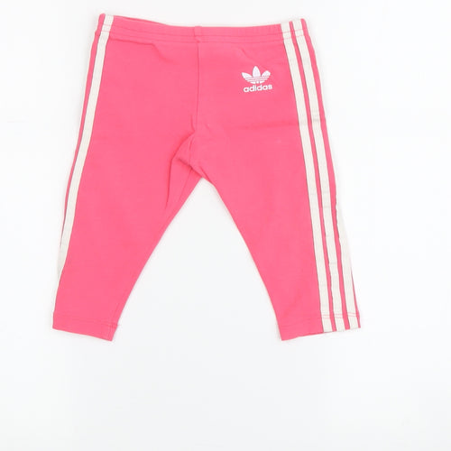 Adidas Girls Pink Jogger Trousers - 9 Months, Side Stripe