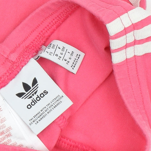 Adidas Girls Pink Jogger Trousers - 9 Months, Side Stripe