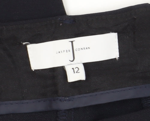 Jasper Conran Women's Black Trousers, Size 12, Flat Front, Zip Closure