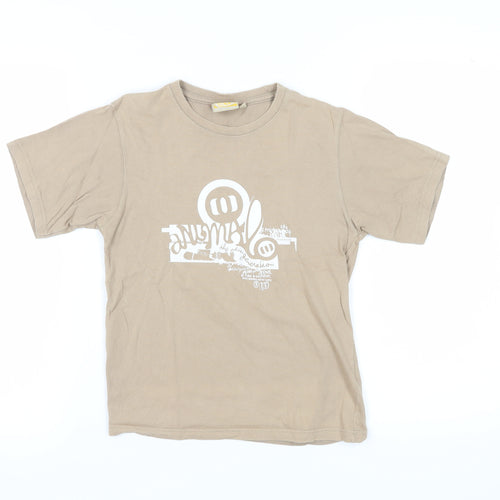 Animal Boys Brown Graphic Print T-Shirt, Size M, Casual Wear