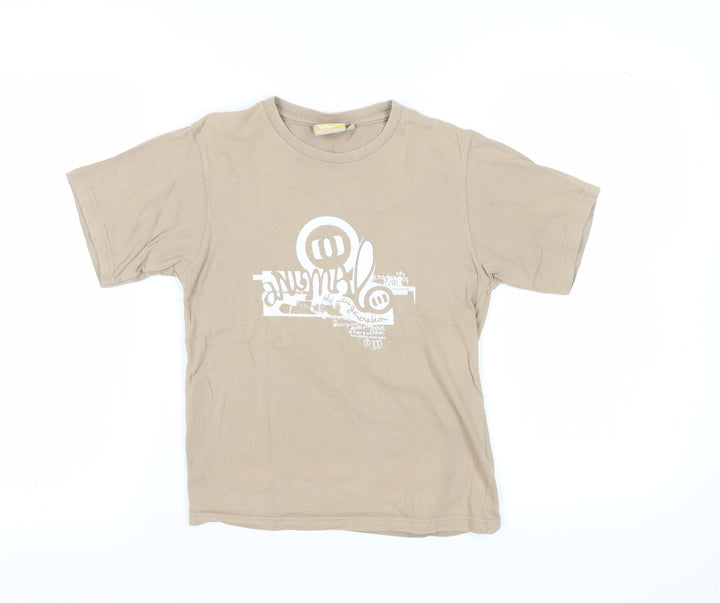 Animal Boys Brown Graphic Print T-Shirt, Size M, Casual Wear
