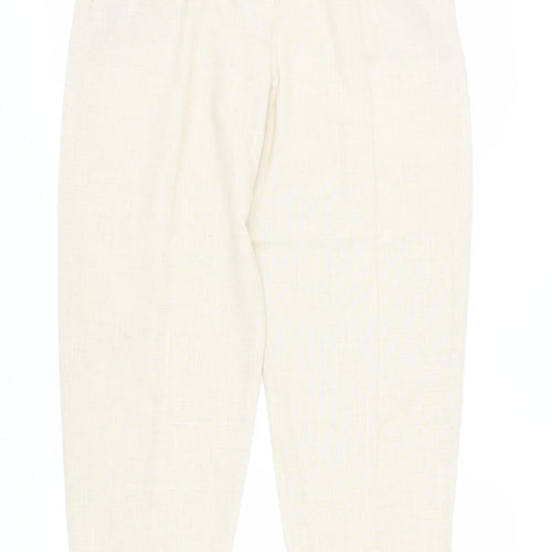 Eastex Beige Women's Linen Blend Trousers Size 14