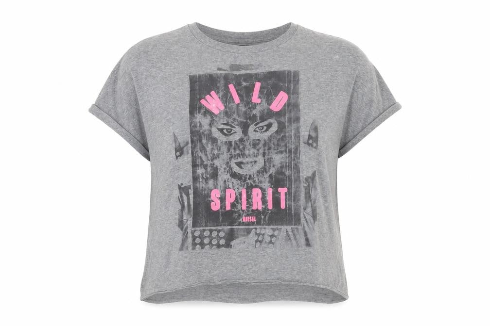 Front view of Diesel Women's Grey XS Basic T-Shirt