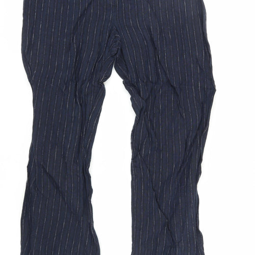 Viyella Women's Blue Striped Linen Trousers - Size 12
