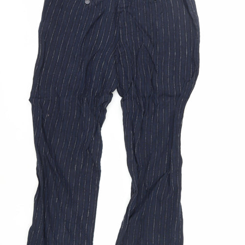 Viyella Women's Blue Striped Linen Trousers - Size 12