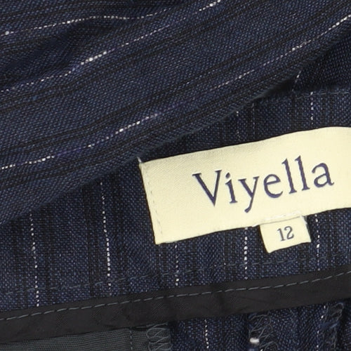 Viyella Women's Blue Striped Linen Trousers - Size 12