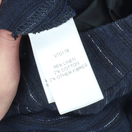 Viyella Women's Blue Striped Linen Trousers - Size 12