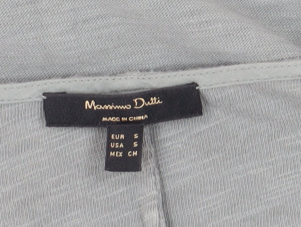 Massimo Dutti Women's Grey V-Neck Blouse, Size 10, Cotton