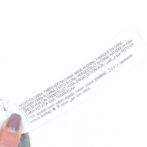 Massimo Dutti Women's Grey V-Neck Blouse, Size 10, Cotton