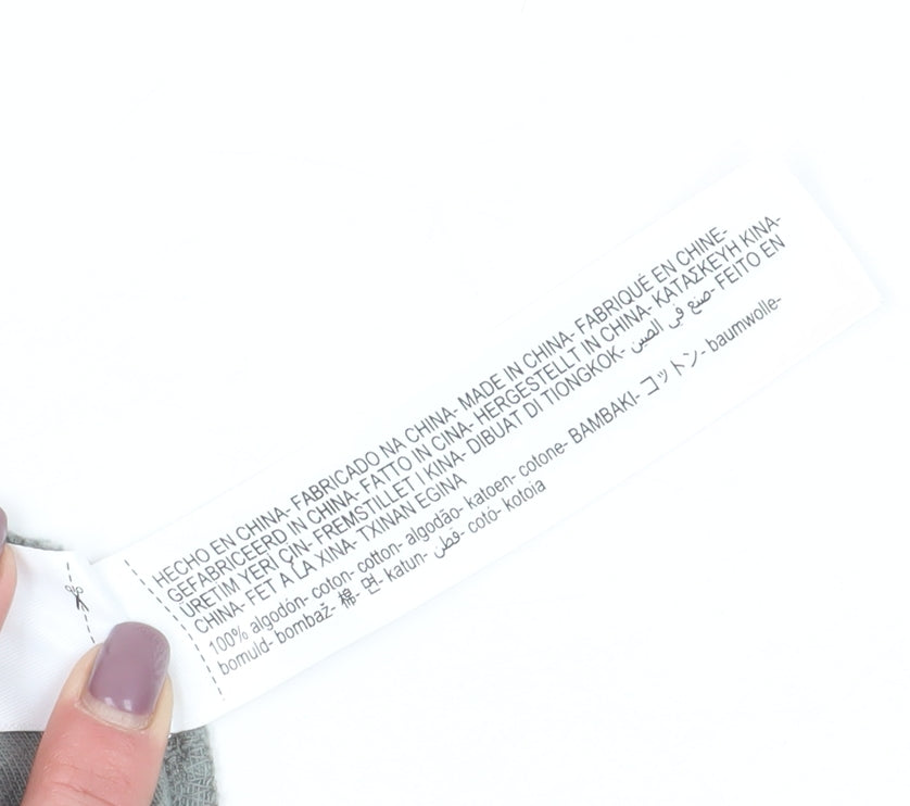 Massimo Dutti Women's Grey V-Neck Blouse, Size 10, Cotton